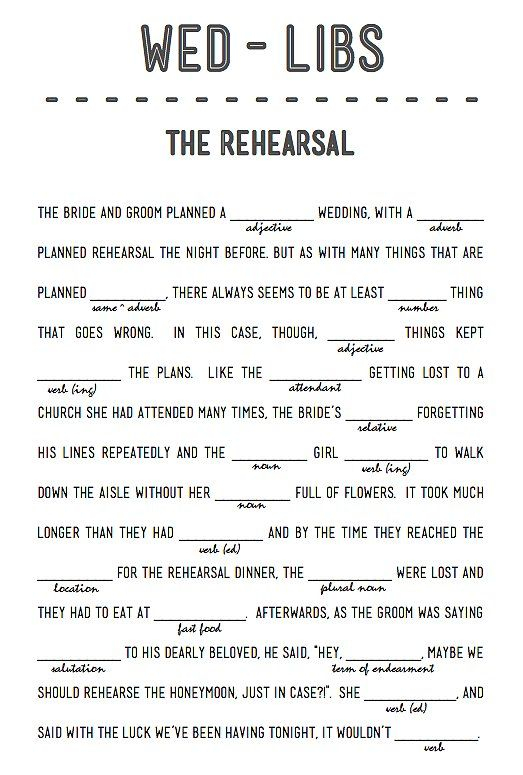 14 Free Fun And Printable Wedding Mad Libs Wedding Mad Libs