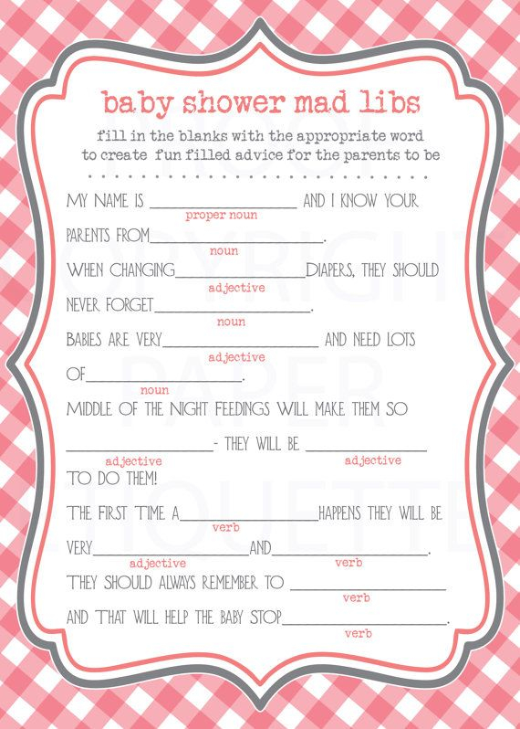 16 Fun Baby Shower Mad Libs Kitty Baby Love