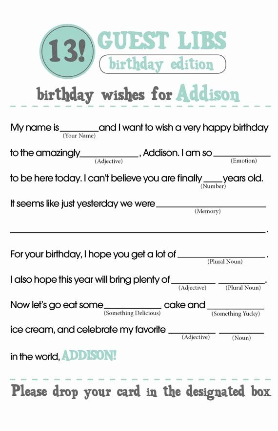 30 Happy Birthday Mad Libs Printable In 2020 Funny Birthday
