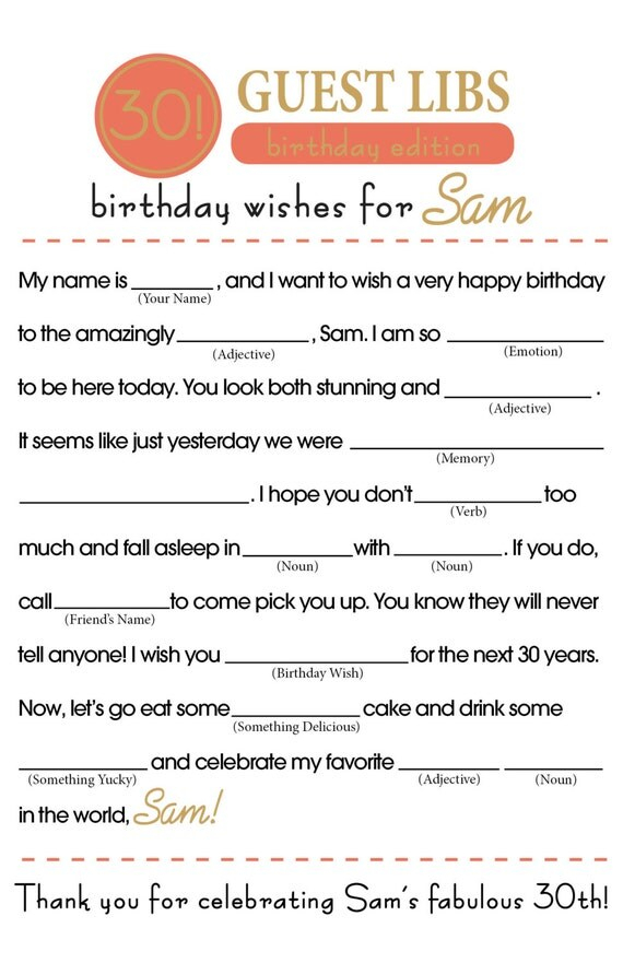 Birthday Mad Libs