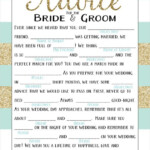 Printable Wedding Mad Lib Shower Game Advice To The Bride Etsy Gold