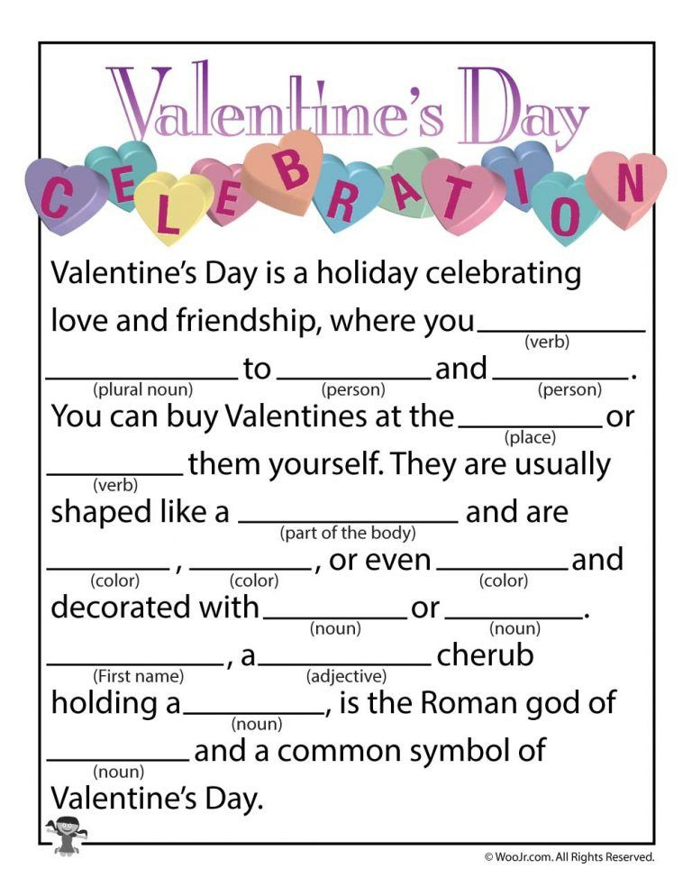 Valentine Mad Libs Woo Jr Kids Activities Valentines School 