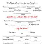 Wedding MAD Libs Wedding Advice Printable By ParraclanDesigns Wedding