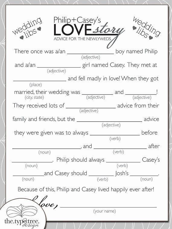 Wedding Shower Mad Lib Template Inspirational Wedding Mad Libs Template
