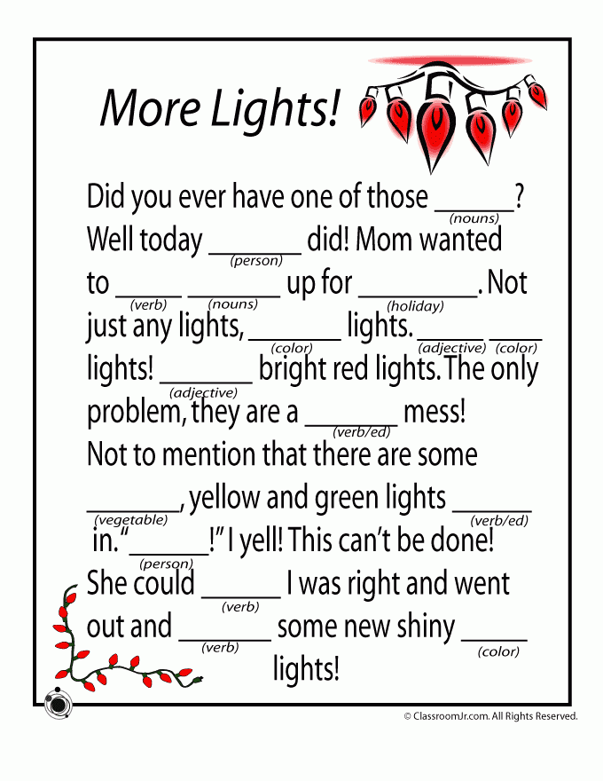 Christmas Ad Libs Word Game More Lights Woo Jr Kids Activities