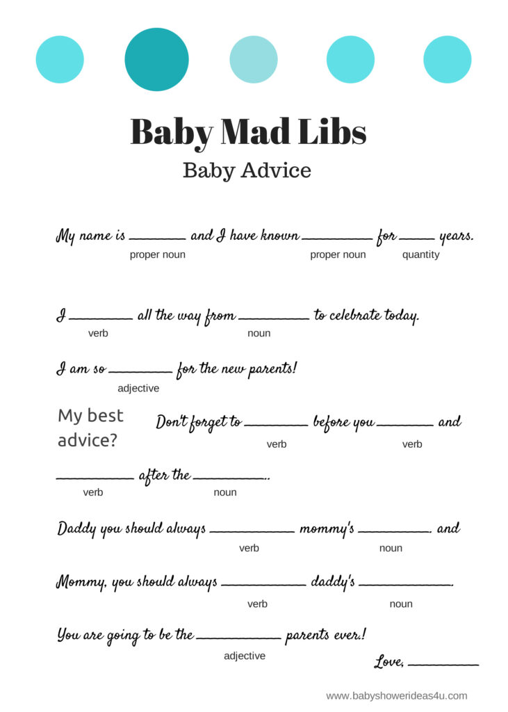 FREE Baby Mad Libs Game Baby Advice Baby Shower Ideas Themes Games