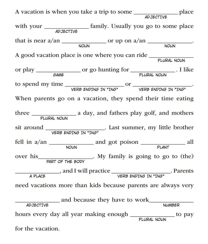 Friday 4 17 2020 Spring Break Word Study Mad Libs Mr Roberson ESL
