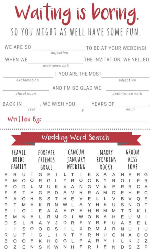 Fun Infographic Wedding Program Games Activities Word Etsy In 
