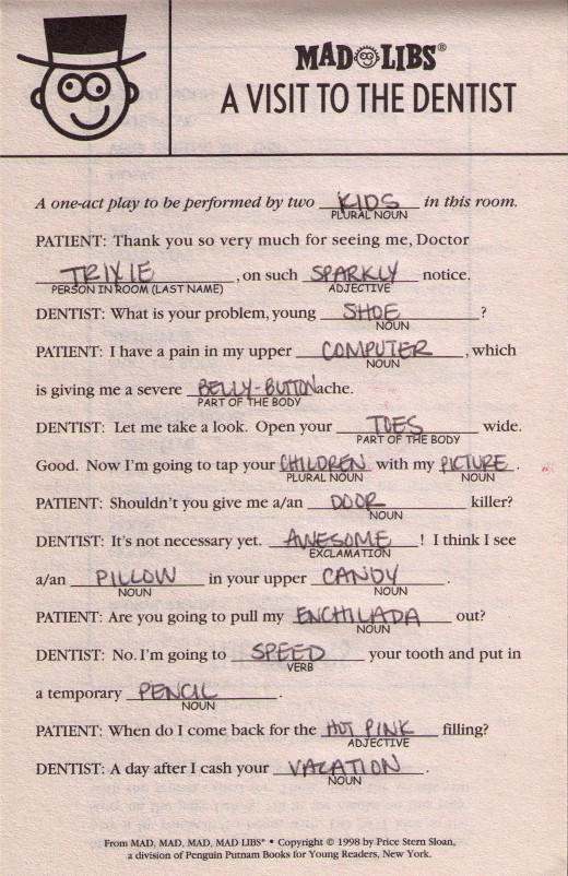 Mad Libs Monday A Visit To The Dentist By Jen Of Tatertots Jello 