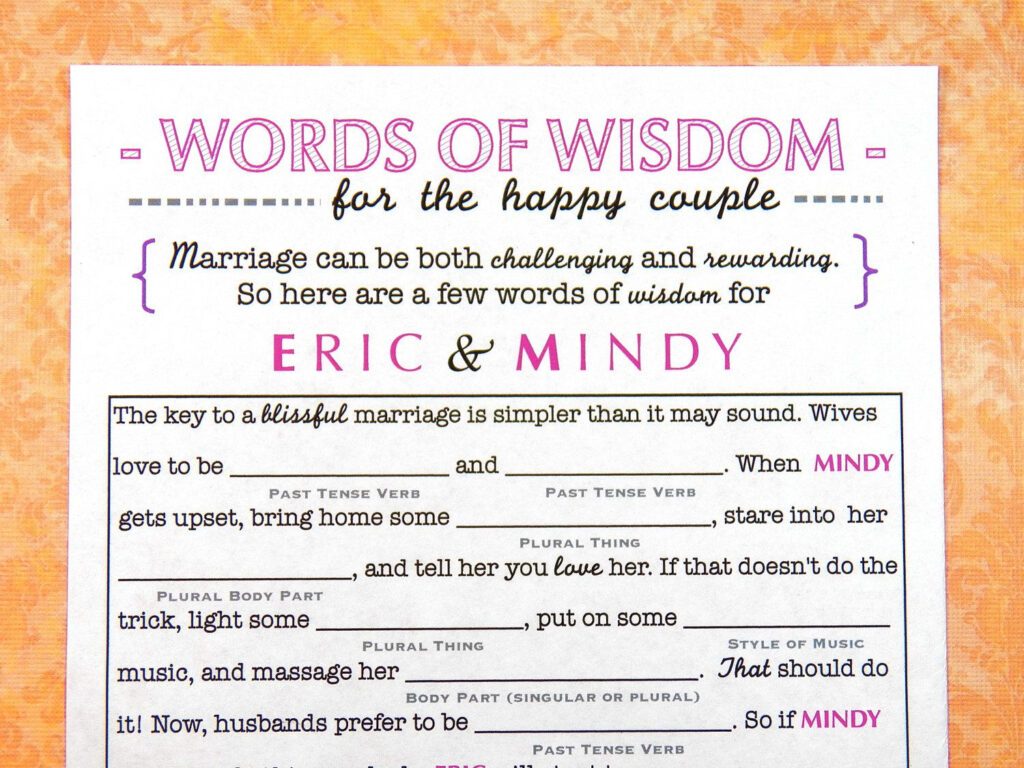 Wedding MAD LIBS Wedding Mad Libs Wedding Guest Activities Wedding 