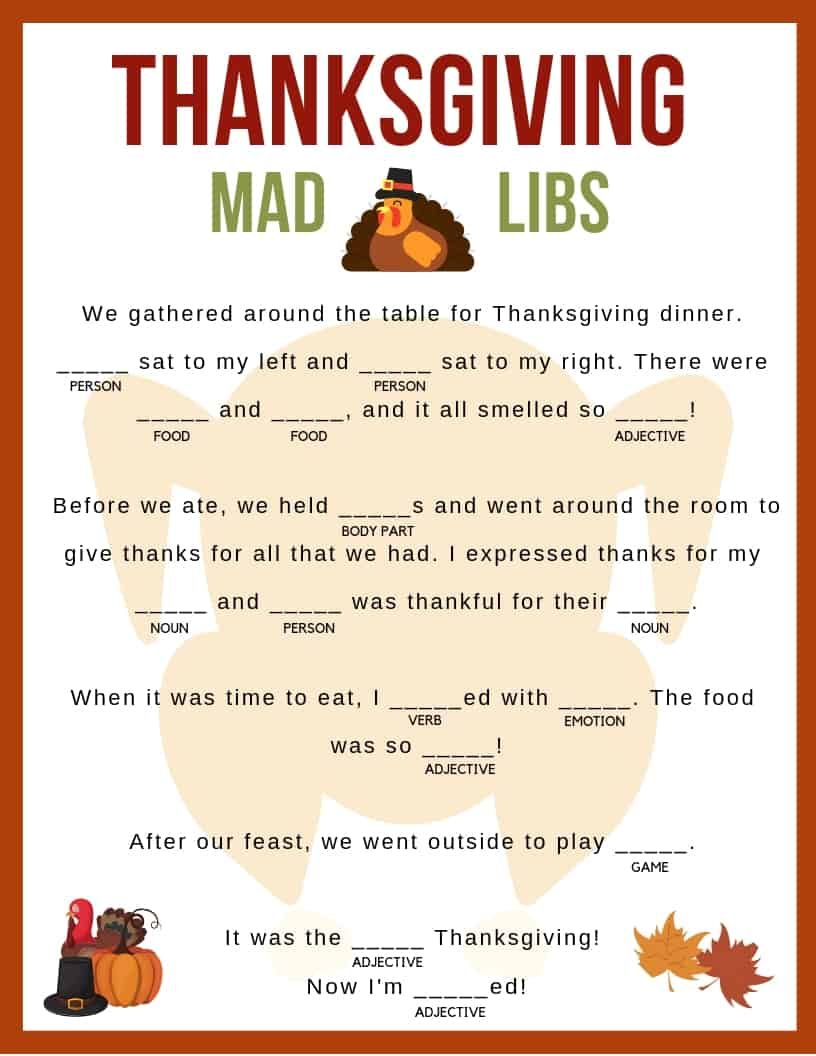 12 Funny Thanksgiving Mad Libs For All KittyBabyLove
