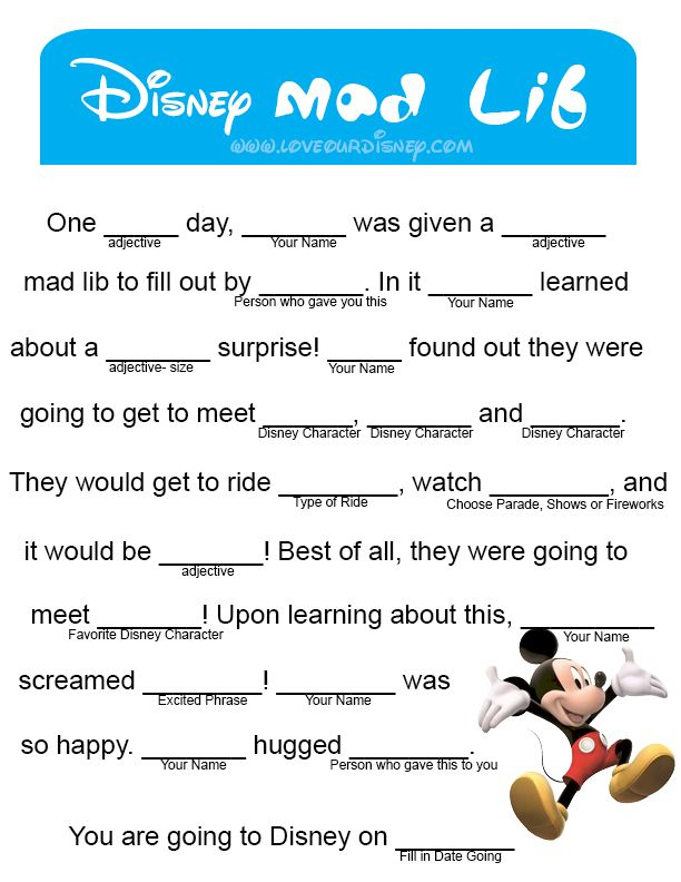8 Awesome Disney Mad Libs KittyBabyLove