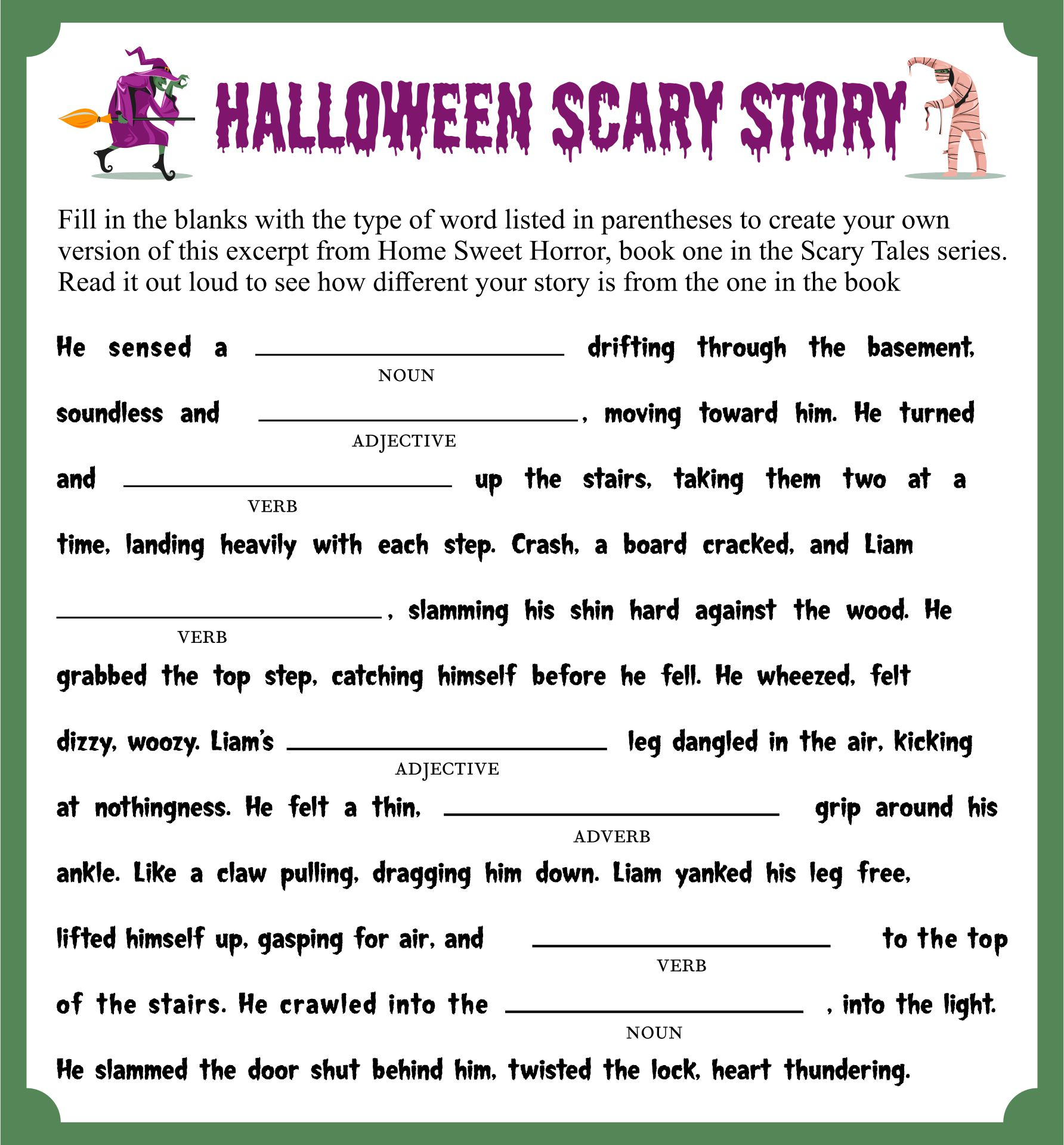9 Best Halloween Mad Libs Story Printable Printablee