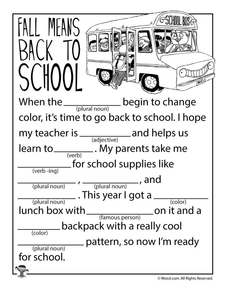 Fall Means Back To School Mad Lib Woo Jr Kids Activities School