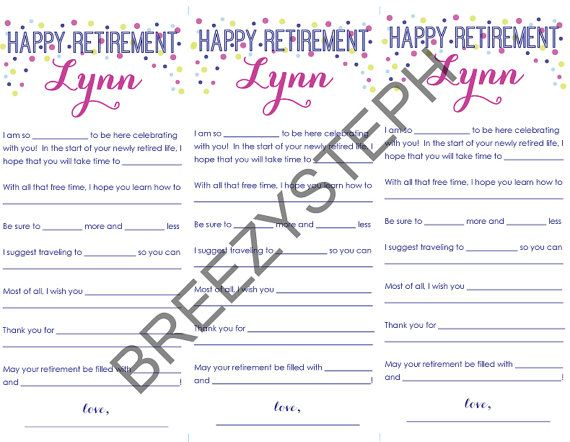 Happy Retirement Mad Libs Is A Fun And Easy Activity For Retirement 