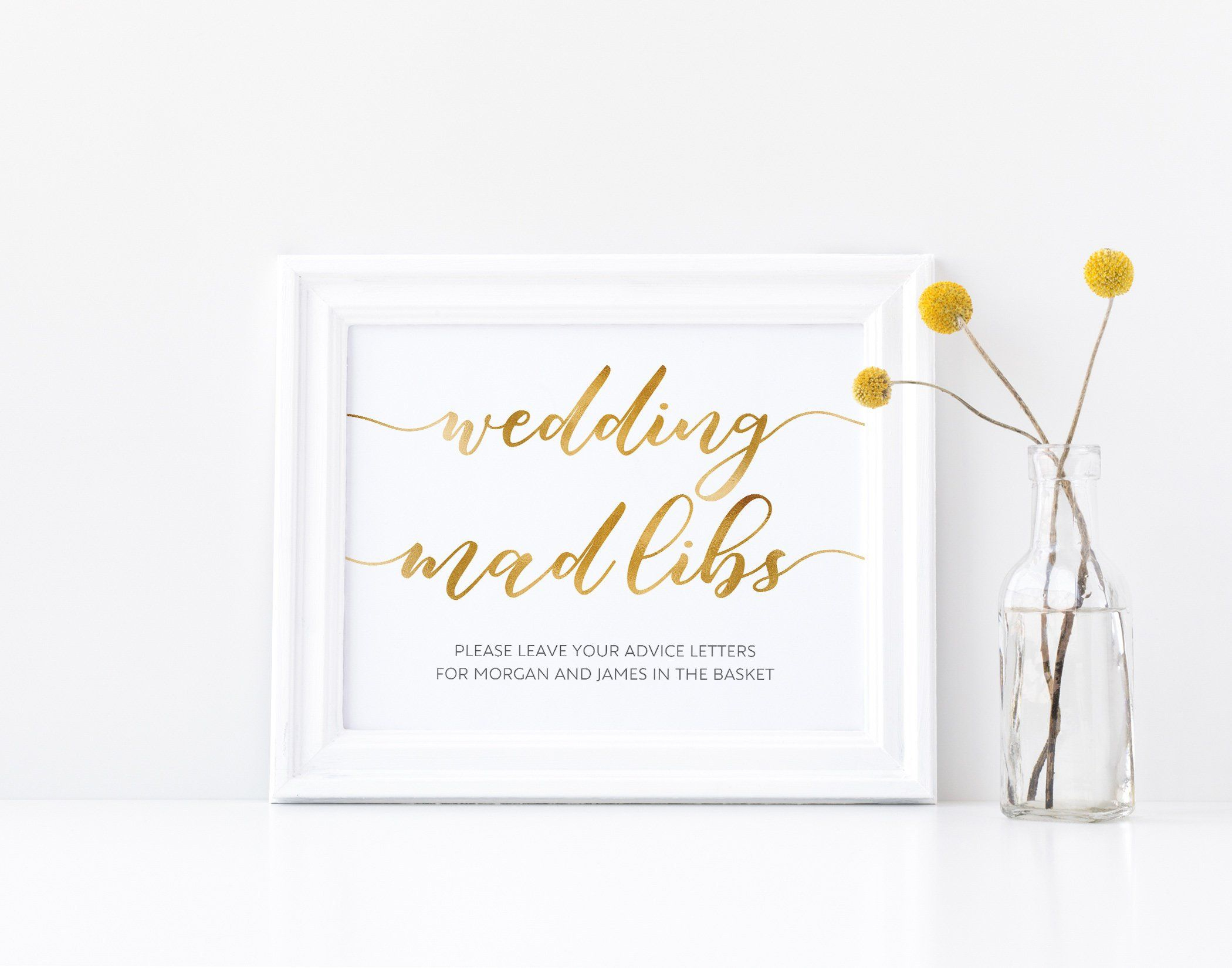 Mad Libs Wedding Wedding Signs Gold Wedding Sign Etsy Printable