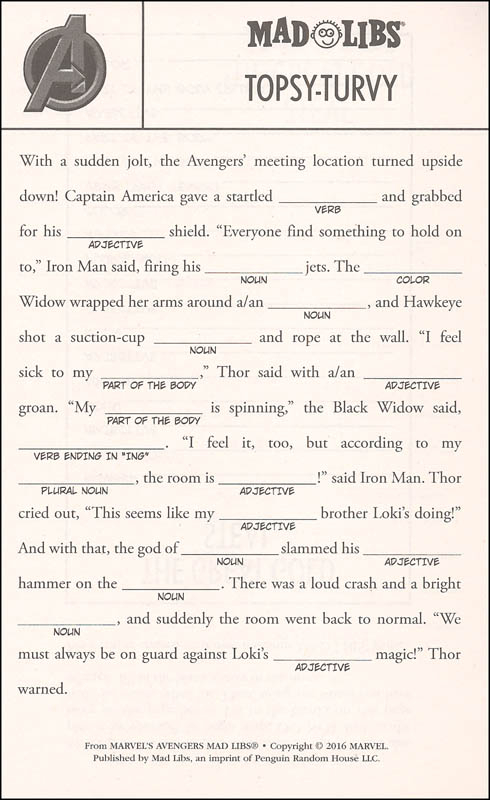 Marvel s Avengers Mad Libs Price Stern Sloan 9780399539503