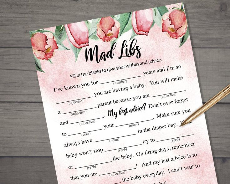 Tea Party Baby Shower Madlibs Game INSTANT DOWNLOAD Party Printable 