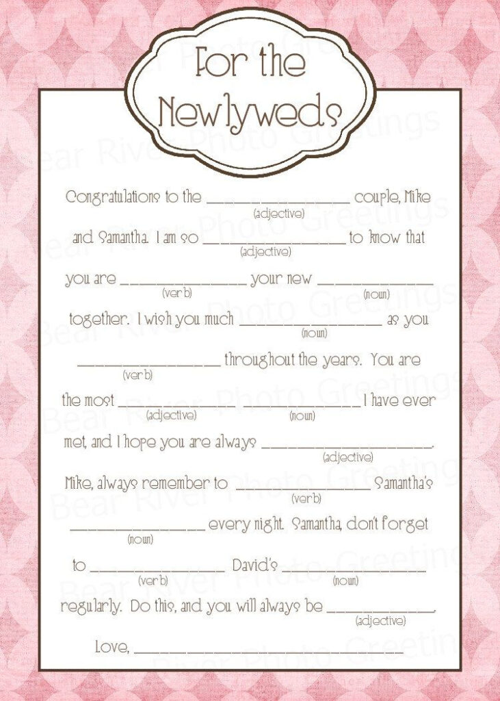 Weddinglibs Wedding Mad Libs Engagement Party Games Printable Mad Libs