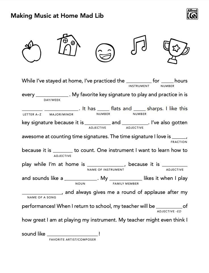 Activity Making Music At Home Mad Lib Mad Libs Making Music Music 