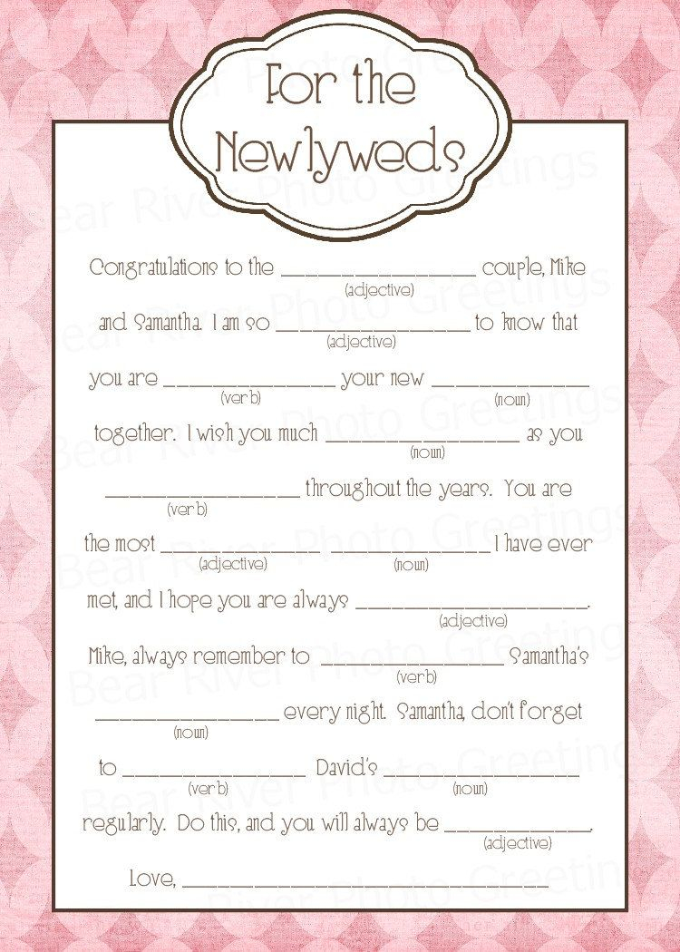 Bridal Mad Libs Free Printable