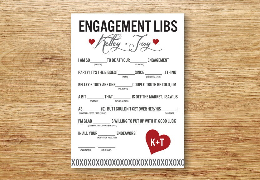 Engagement Libs Mad Libs Engagement Party Printable