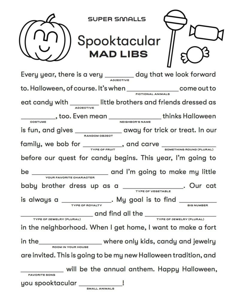 Halloween Mad Libs For Kids Super Smalls Halloween Mad Libs Kids Mad 