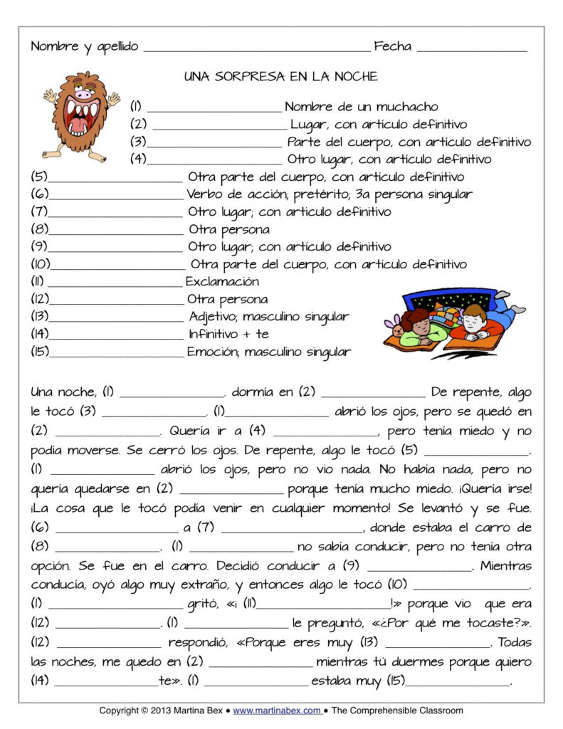 Mad Libs In Spanish Printables Printable Mad Libs