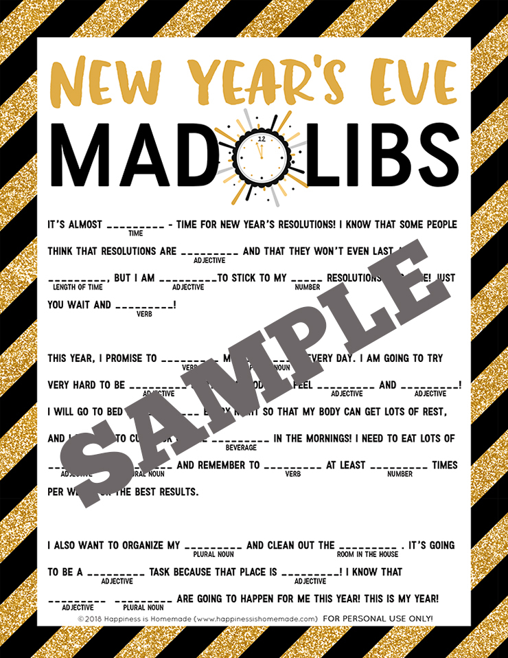 New Year s Eve Mad Libs Printable Happiness Is Homemade