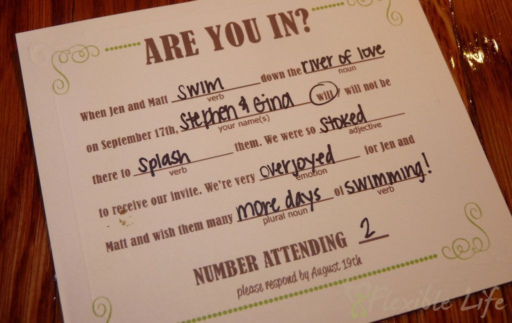 Our DIY Mad Libs Style Wedding RSVP Invitiation Card Wedding Mad Libs