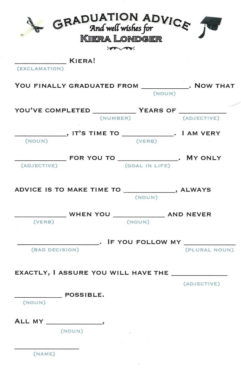 Pin By WedCreatively On Gradation Mad Libs Graduation Party Games