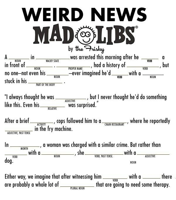 Printable Mad Libs For Teens Printable World Holiday