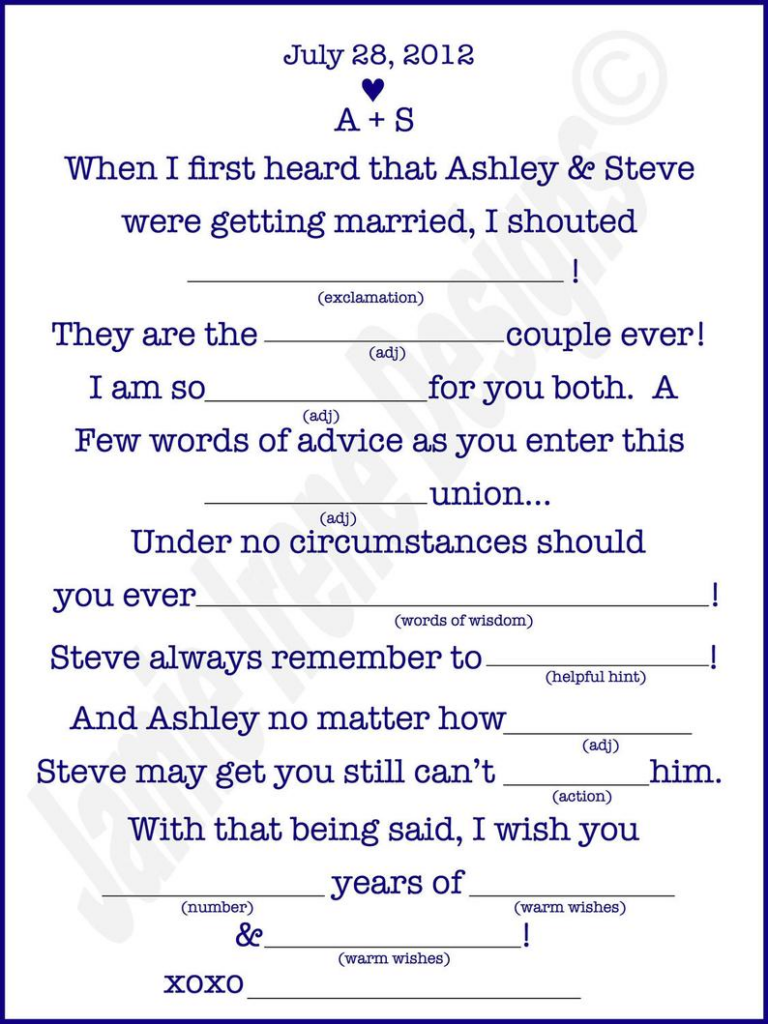 Printable Wedding Mad Lib A Fun Guest Book Alternative Etsy Wedding 