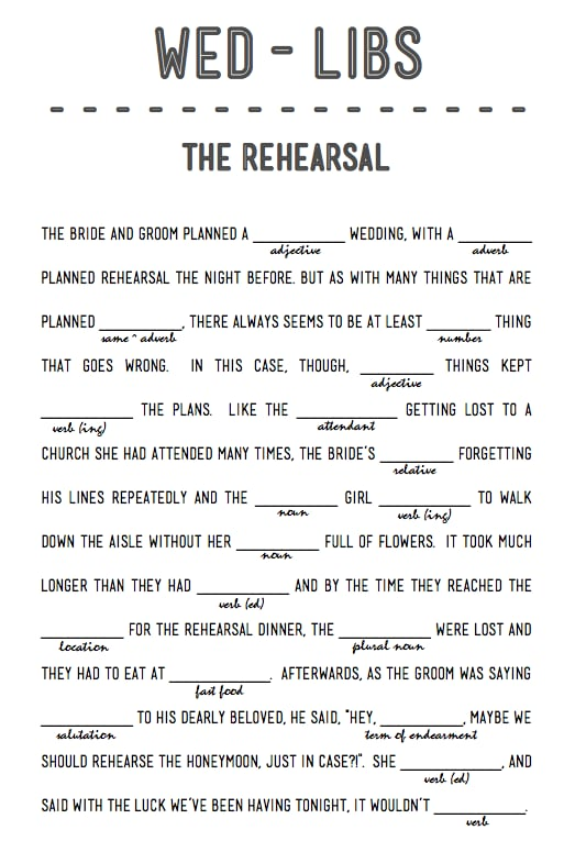 The Rehearsal Free Printable Wedding Mad Libs POPSUGAR Smart Living 