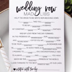 Wedding Mad Libs Wedding Vow Mad Libs Wedding Libs Mad Etsy