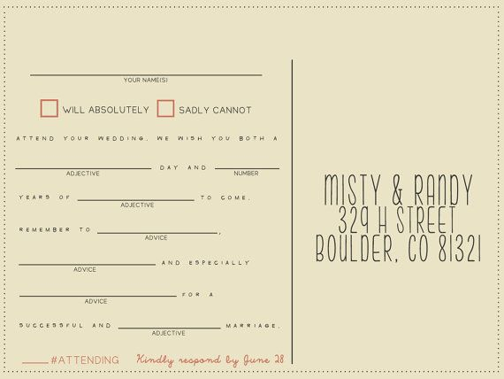 Why RSVP Mad Libs Are Winning Wedding Rsvp Rsvp Wording Wedding Cards